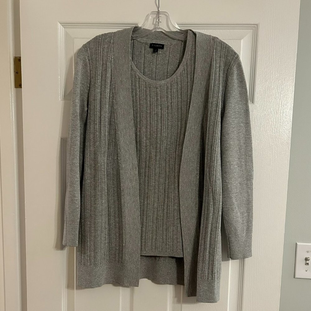 Talbots Sweater Set / Petite S (sweater) - S (shell) / Silver Sparkle